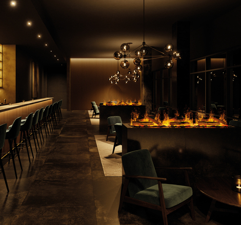 Elektrofeuer eSENSE Single in der Bar Das Elektrofeuer birgt keine Gefahren und passt perfekt in Restaurants und Bars.