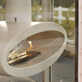 Nauaufnahme Ellipse Ceiling mit Flamme Elliptische Bioethanol Feuerstelle Ellipse Ceiling in weiss von Decoflame